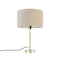 Tischleuchte gold verstellbar mit Schirm hellbraun 35 cm - Parte