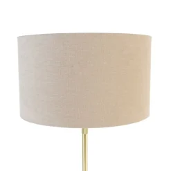 Tischleuchte gold verstellbar mit Schirm hellbraun 35 cm - Parte