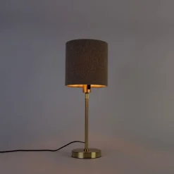 Tischleuchte gold verstellbar mit Schirm hellbraun 35 cm - Parte