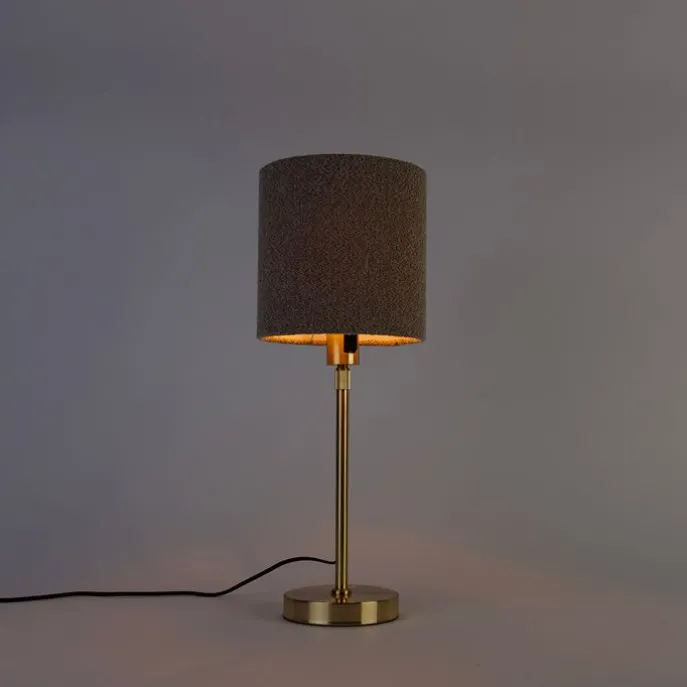 Tischleuchte gold verstellbar mit Schirm hellbraun 35 cm - Parte