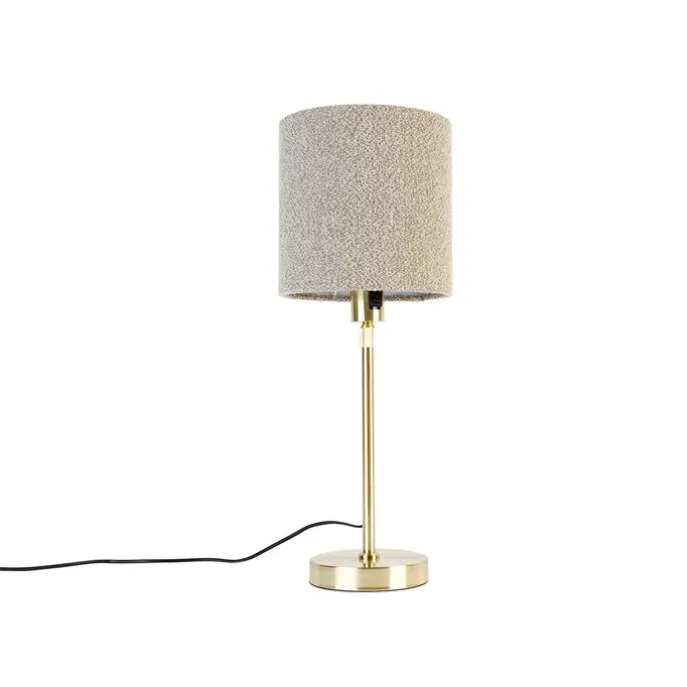 Tischleuchte gold verstellbar mit Schirm hellbraun 35 cm - Parte