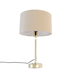 Tischleuchte gold verstellbar mit Schirm hellbraun 35 cm - Parte