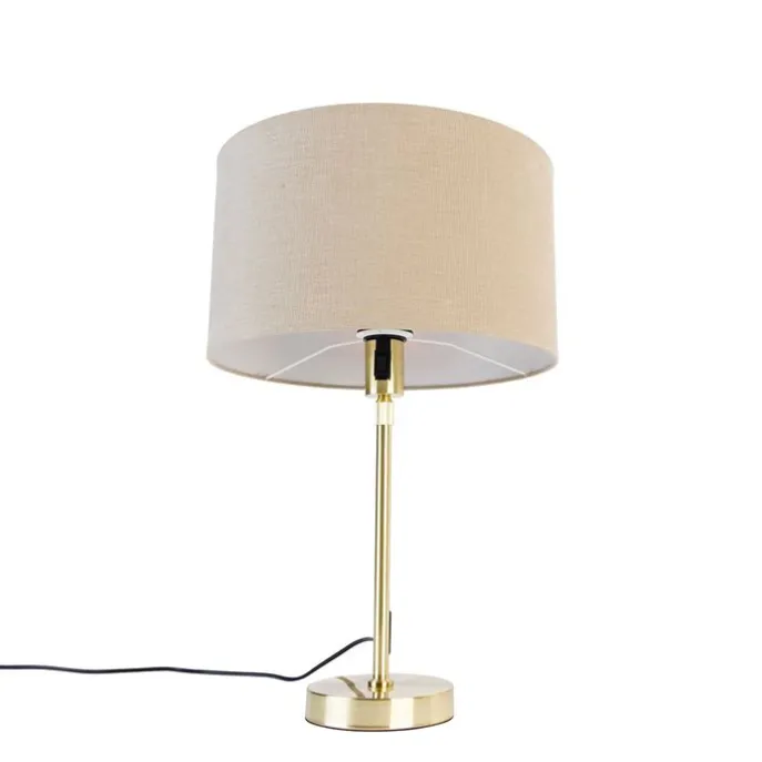 Tischleuchte gold verstellbar mit Schirm hellbraun 35 cm - Parte