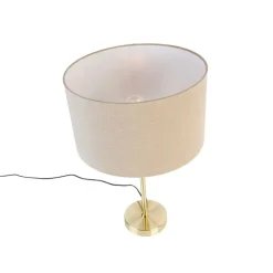 Tischleuchte gold verstellbar mit Schirm hellbraun 35 cm - Parte