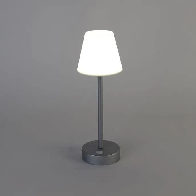 Tischleuchte grau inkl. LED wiederaufladbar mit Touchdimmer - Renata