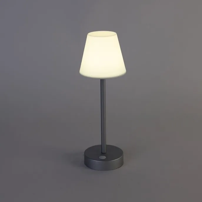 Tischleuchte grau inkl. LED wiederaufladbar mit Touchdimmer - Renata