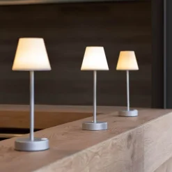 Tischleuchte grau inkl. LED wiederaufladbar mit Touchdimmer - Renata