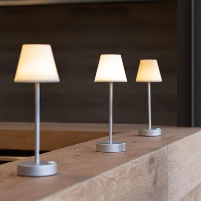 Tischleuchte grau inkl. LED wiederaufladbar mit Touchdimmer - Renata