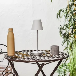 Tischleuchte grau inkl. LED wiederaufladbar mit Touchdimmer - Renata