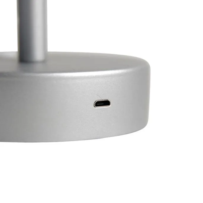 Tischleuchte grau inkl. LED wiederaufladbar mit Touchdimmer - Renata