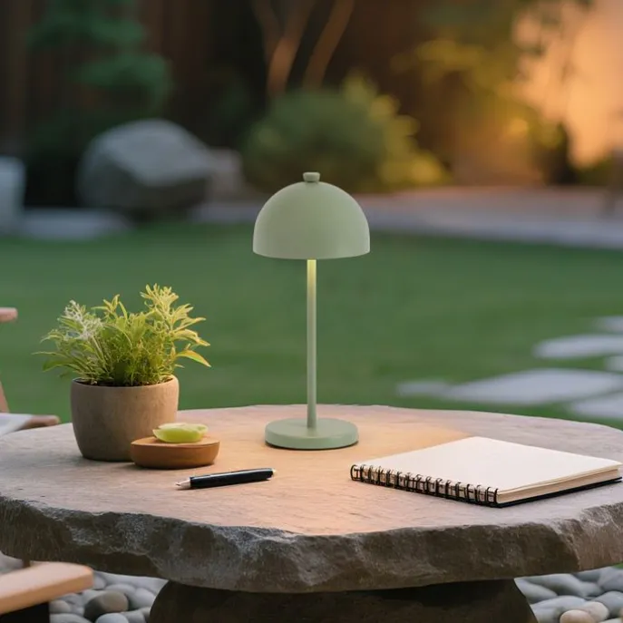 Tischleuchte Grün inkl. LED IP54 Wiederaufladbar mit Ladestation - Squirrel