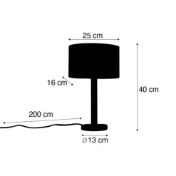 Tischleuchte Holz mit ovalem Leinenschirm weiß 25cm - Mels