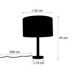 Tischleuchte Holz mit Samtschirm Taupe 35cm - Mels