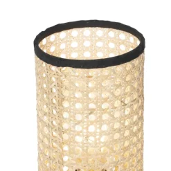 Tischleuchte Landhausstil Rattan mit Schwarz - Kata