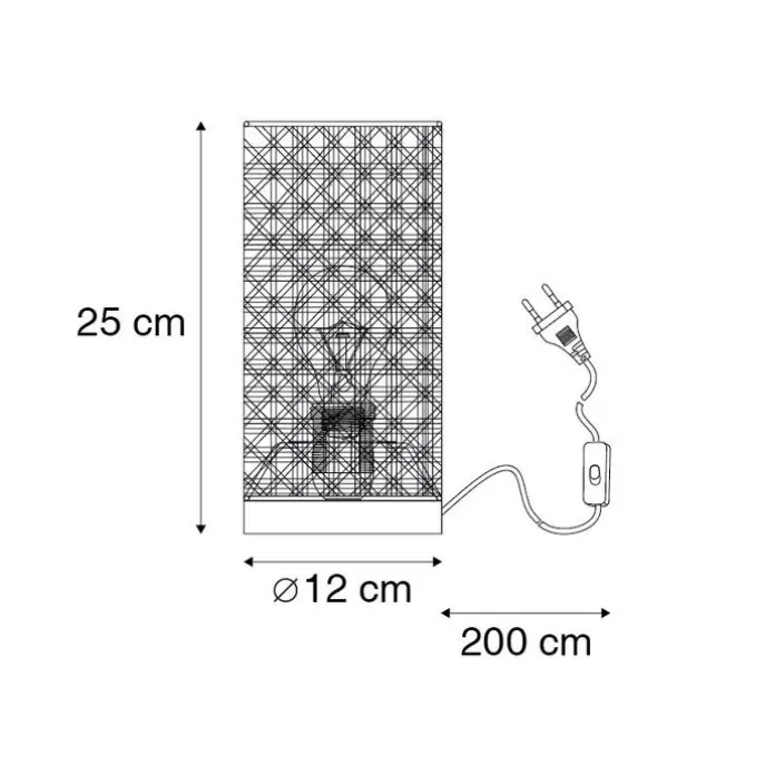 Tischleuchte Landhausstil Rattan mit Schwarz - Kata
