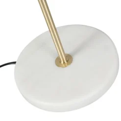 Tischleuchte Messing mit Samtlampenschirm Blattdesign und goldener Innenseite - Kaso