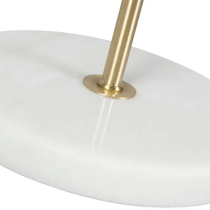 Tischleuchte Messing mit Samtlampenschirm Blattdesign und goldener Innenseite - Kaso