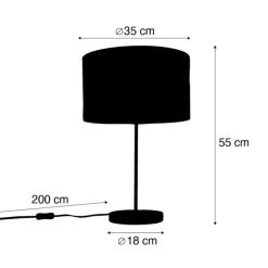 Tischleuchte Messing mit Samtschirm Taupe 35cm - Kaso