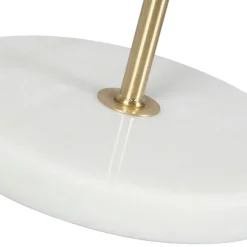 Tischleuchte Messing mit Samtschirm Taupe 35cm - Kaso