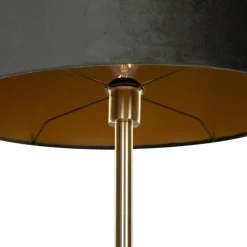 Tischleuchte Messing mit ovalem Samtschirm Grün 35cm - Simplo