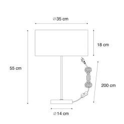 Tischleuchte Messing mit ovalem Samtschirm Grün 35cm - Simplo