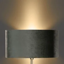 Tischleuchte Messing mit ovalem Samtschirm Grün 35cm - Simplo