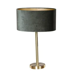 Tischleuchte Messing mit ovalem Samtschirm Grün 35cm - Simplo