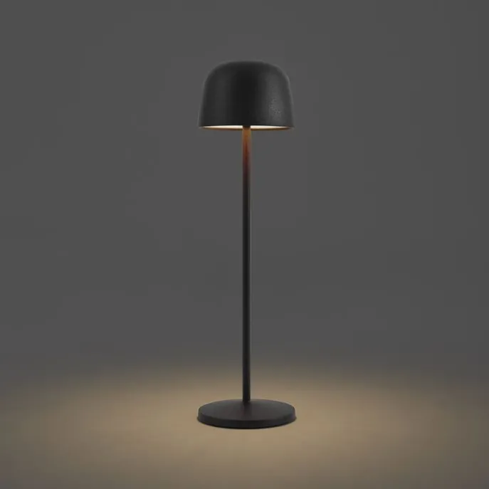 Tischleuchte schwarz inkl. LED, wiederaufladbar mit Ladestation IP65 - Raika