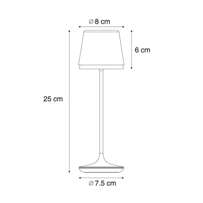 Tischleuchte schwarz inkl. LED IP65 Wiederaufladbar mit Ladestation - Treble