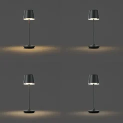 Tischleuchte schwarz inkl. LED IP65 Wiederaufladbar mit Ladestation - Treble