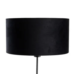Tischleuchte Schwarz mit ovalem Samt-Schirm Schwarz 35cm - Parte