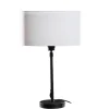 Tischleuchte Schwarz mit ovalem Leinen-Schirm Weiß 35cm - Parte
