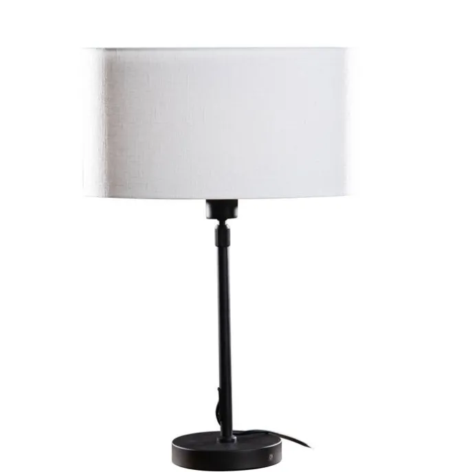 Tischleuchte Schwarz mit ovalem Leinen-Schirm Weiß 35cm - Parte