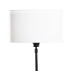 Tischleuchte Schwarz mit ovalem Leinen-Schirm Weiß 35cm - Parte
