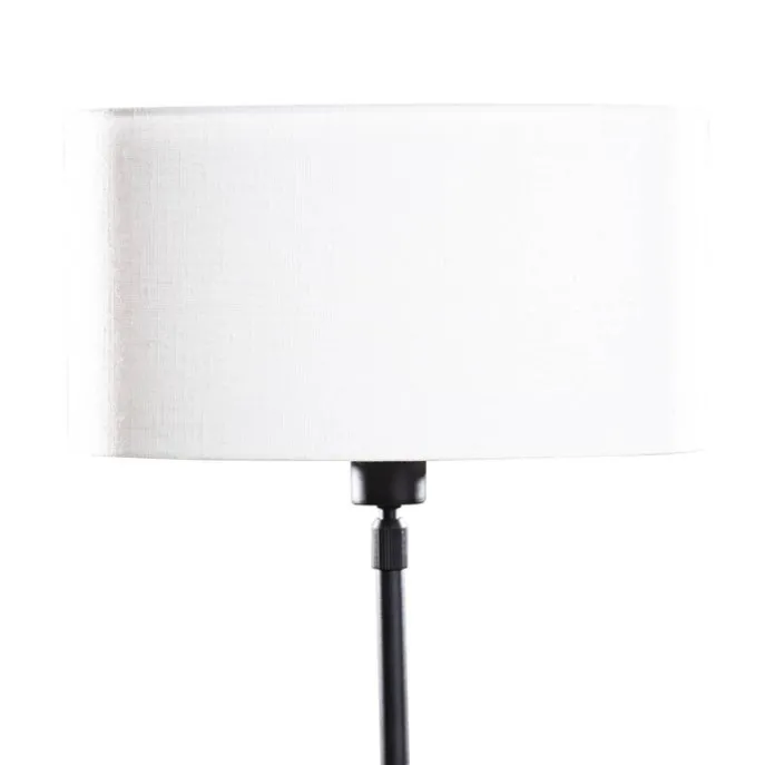 Tischleuchte Schwarz mit ovalem Leinen-Schirm Weiß 35cm - Parte