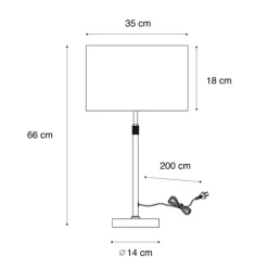 Tischleuchte Schwarz mit ovalem Leinen-Schirm Weiß 35cm - Parte