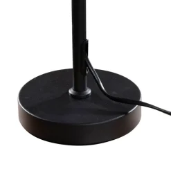 Tischleuchte Schwarz mit ovalem Leinen-Schirm Weiß 35cm - Parte