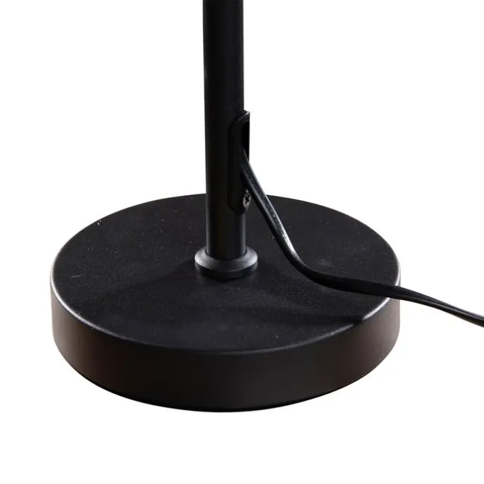 Tischleuchte Schwarz mit ovalem Leinen-Schirm Weiß 35cm - Parte