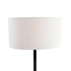 Tischleuchte Schwarz mit ovalem Leinenschirm Weiß 35cm - Simplo