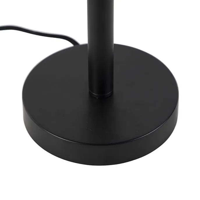 Tischleuchte Schwarz mit ovalem Leinenschirm Weiß 35cm - Simplo