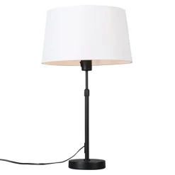 Tischleuchte schwarz mit weißem Schirm 35 cm verstellbar - Parte