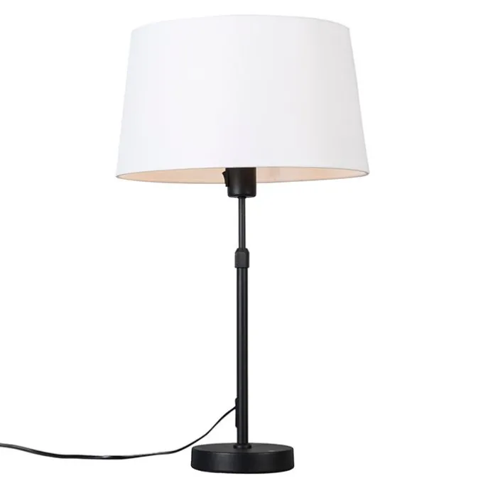 Tischleuchte schwarz mit weißem Schirm 35 cm verstellbar - Parte