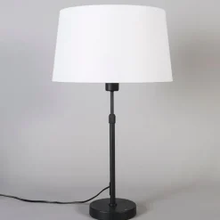 Tischleuchte schwarz mit weißem Schirm 35 cm verstellbar - Parte