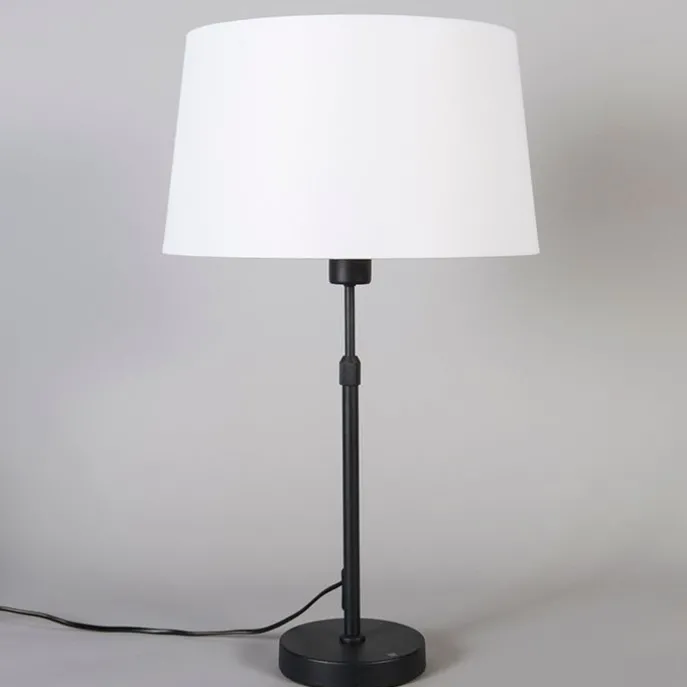 Tischleuchte schwarz mit weißem Schirm 35 cm verstellbar - Parte