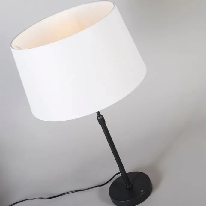 Tischleuchte schwarz mit weißem Schirm 35 cm verstellbar - Parte