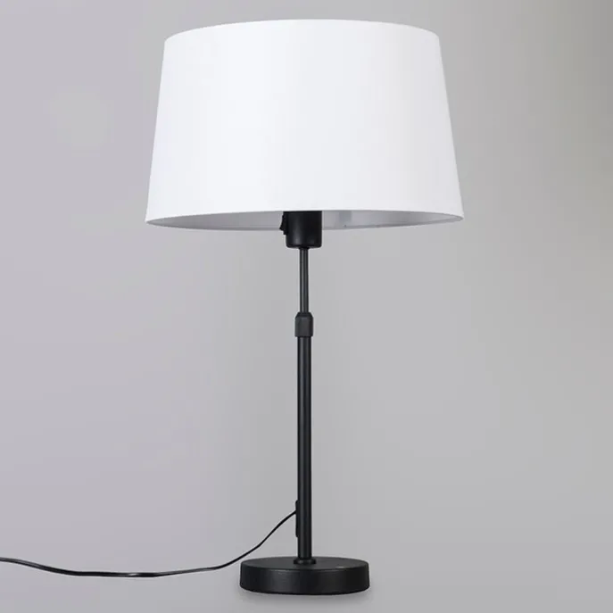 Tischleuchte schwarz mit weißem Schirm 35 cm verstellbar - Parte