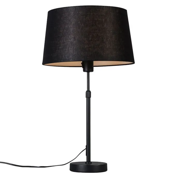Tischleuchte schwarz mit Schirm schwarz 35 cm verstellbar - Parte