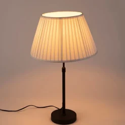 Tischleuchte schwarz mit plissiertem Schirm creme 35 cm verstellbar - Parte