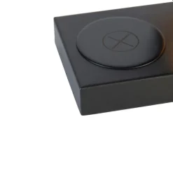 Tischleuchte schwarz mit schwarzem Schirm, Touchsensor und Wireless Charger - Romina