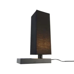 Tischleuchte schwarz mit schwarzem Schirm, Touchsensor und Wireless Charger - Romina